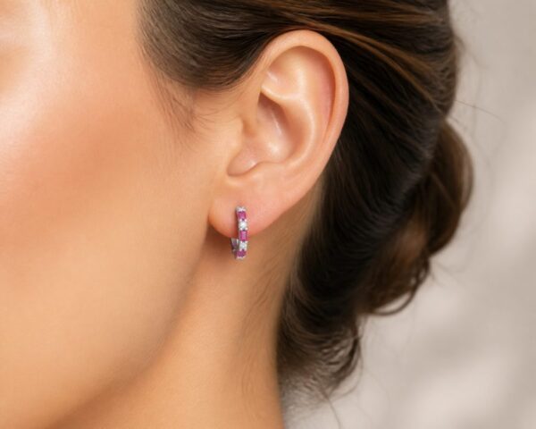 Silver and Cubic Zirconia Red Hoops