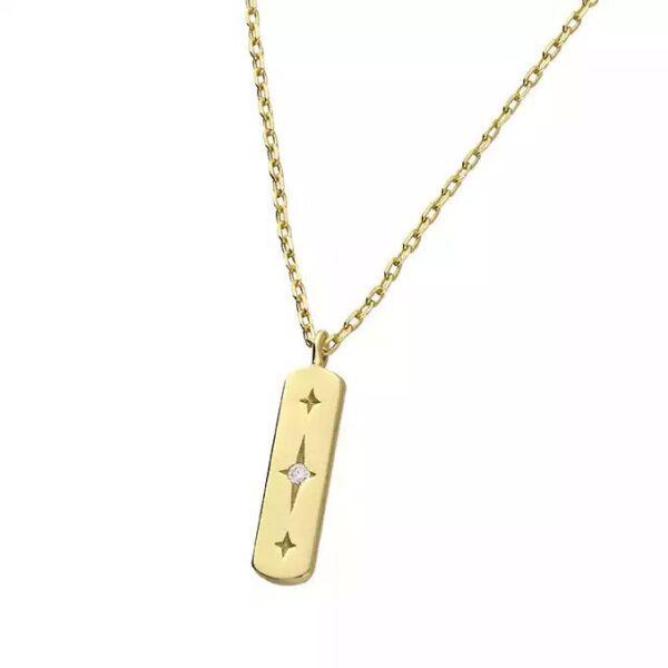 Gold Plated Silver Star Set Cubic Zirconia Pendant Necklace