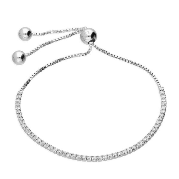 Silver Bracelet with Cubic Zirconia Tennis Slider