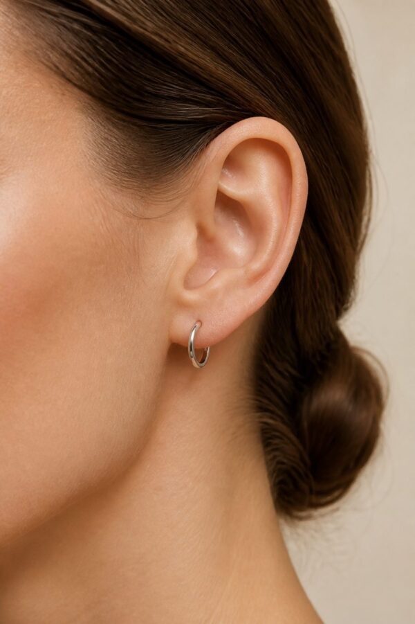 9ct White Gold 10mm Sleeper Earrings